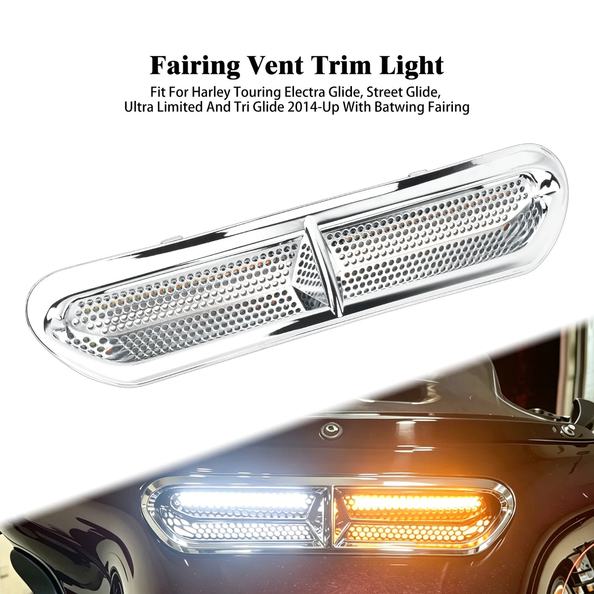 Feu LED de grille de carénage chromé pour Harley-Davidson Touring - vue 8