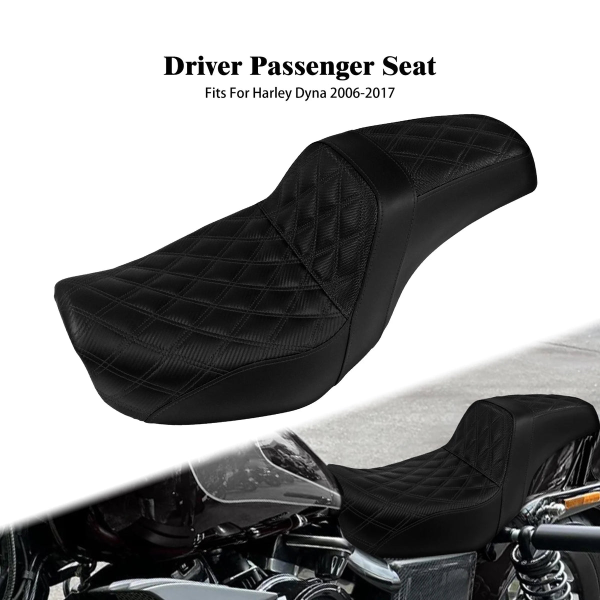Selle biplace noire pour Harley-Davidson Dyna - vue 1
