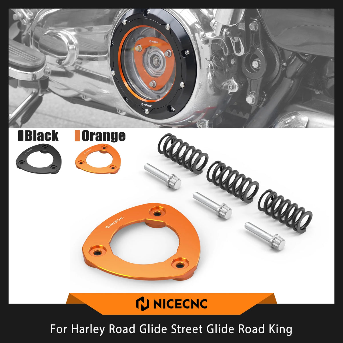 Plaque de pression d'embrayage orange en alliage d'aluminium pour moteur Harley-Davidson M8 - vue 1
