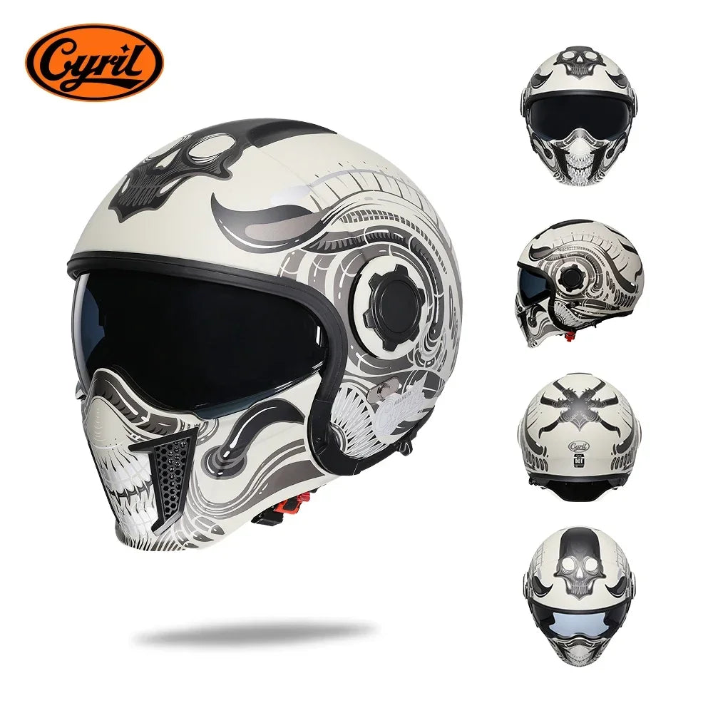 Casque moto modulable rétro, vue de trois quarts - vue 14
