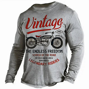 T-shirt Manches Longues Homme Imprimé Moto 3D Oversize - vue 3