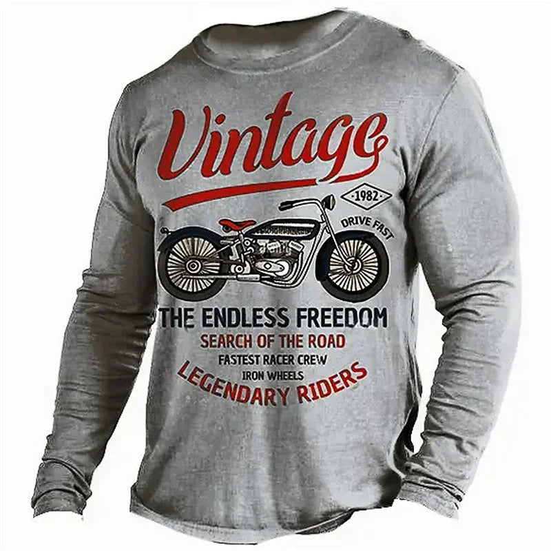 T-shirt Manches Longues Homme Imprimé Moto 3D Oversize - vue 3