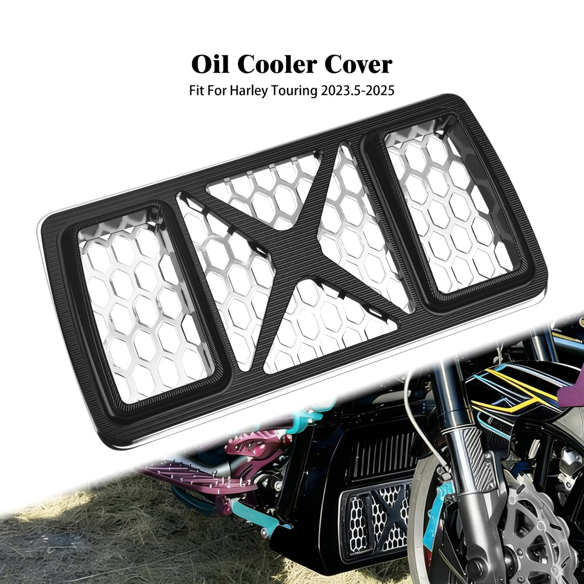 Grille de Protection Radiateur d'Huile en Aluminium CNC - Harley-Davidson Touring FLHTK 2023.5-2025 – photo 7/11