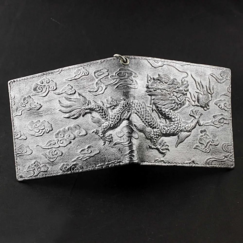 Portefeuille cuir avec chaîne anti-vol motif dragon - vue 4