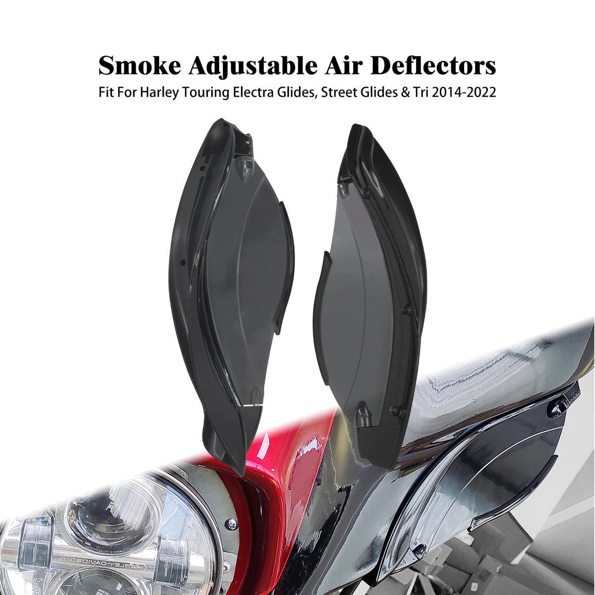 Ailerons déflecteurs d'air réglables pour carénage batwing - Harley-Davidson Touring Electra Glide, Street Glide, Tri Glide 2014 et plus – photo 7/10