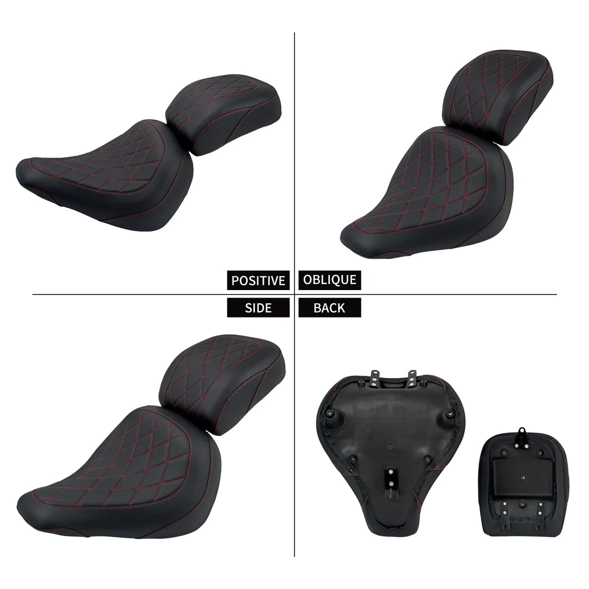 Selle biplace noire pour Harley-Davidson Softail Fat Boy - vue 4