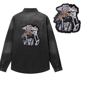 Écusson dorsal brodé biker punk crâne aigle - vue 5
