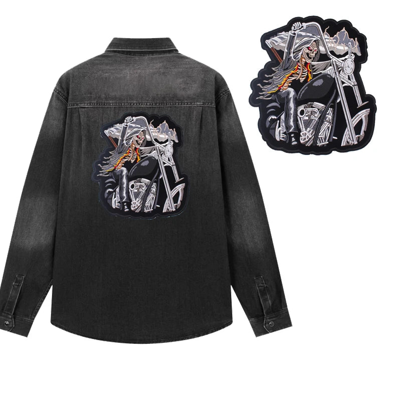 Écusson dorsal brodé biker punk crâne aigle - vue 5