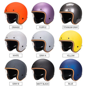 Casque moto jet rétro violet avec visière intégrée - vue 5