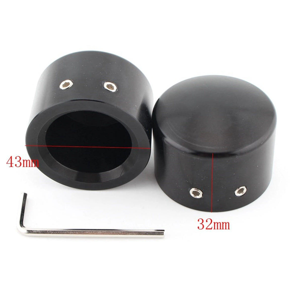 Caches d'écrou d'axe avant 43 mm pour Harley Sportster Dyna Softail - vue 1