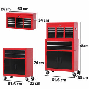 Chariot combo 6 tiroirs et armoire d'atelier 2 pièces avec roulettes – photo 2/8