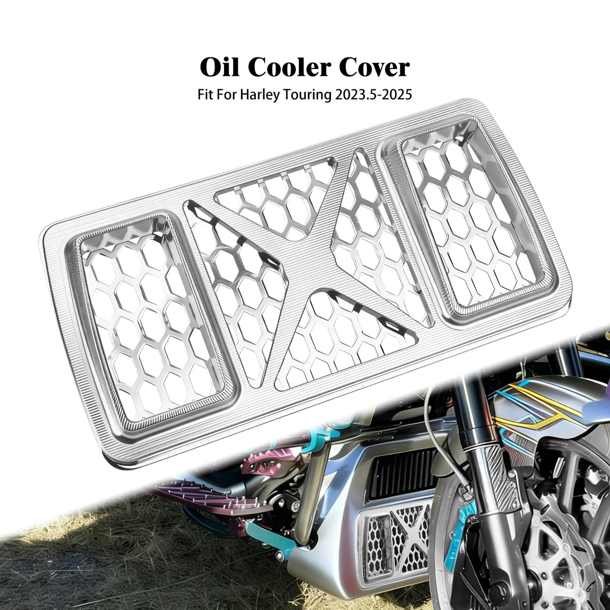 Grille de Protection Radiateur d'Huile en Aluminium CNC - Harley-Davidson Touring FLHTK 2023.5-2025 – photo 9/11