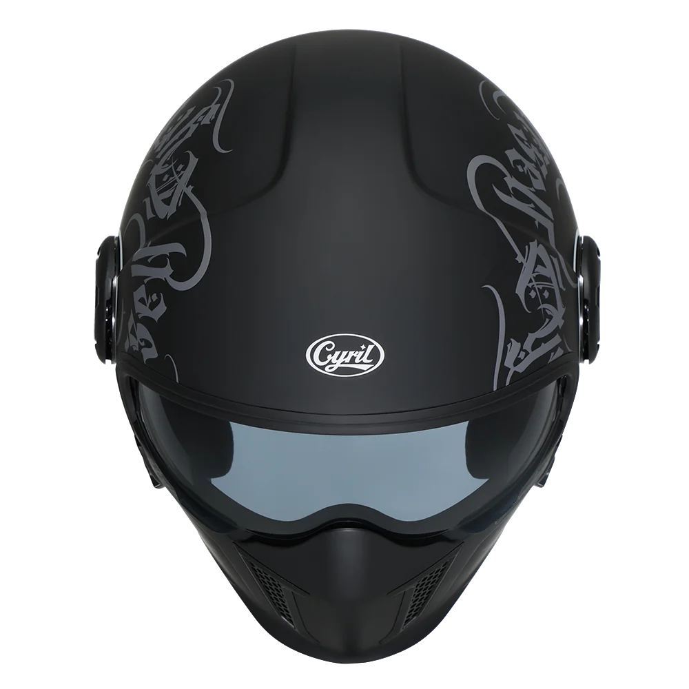 Casque moto modulable rétro avec double visière, vue 3/4 - vue 3