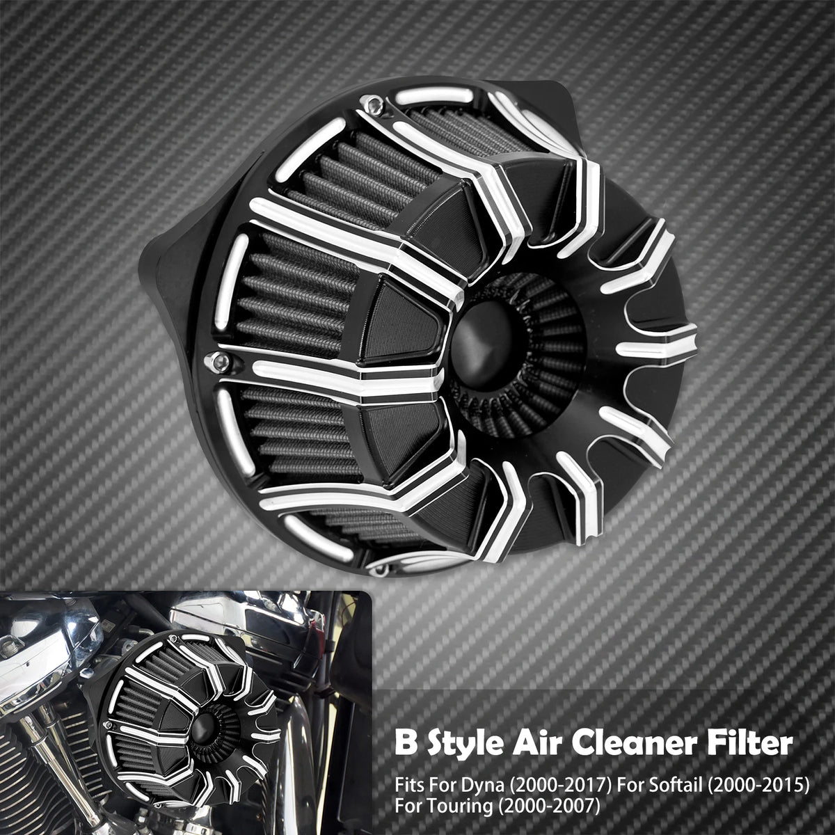 Filtre à Air CNC à Boîtier Ouvert - Harley-Davidson Sportster, Dyna, Softail, Touring – photo 10/10