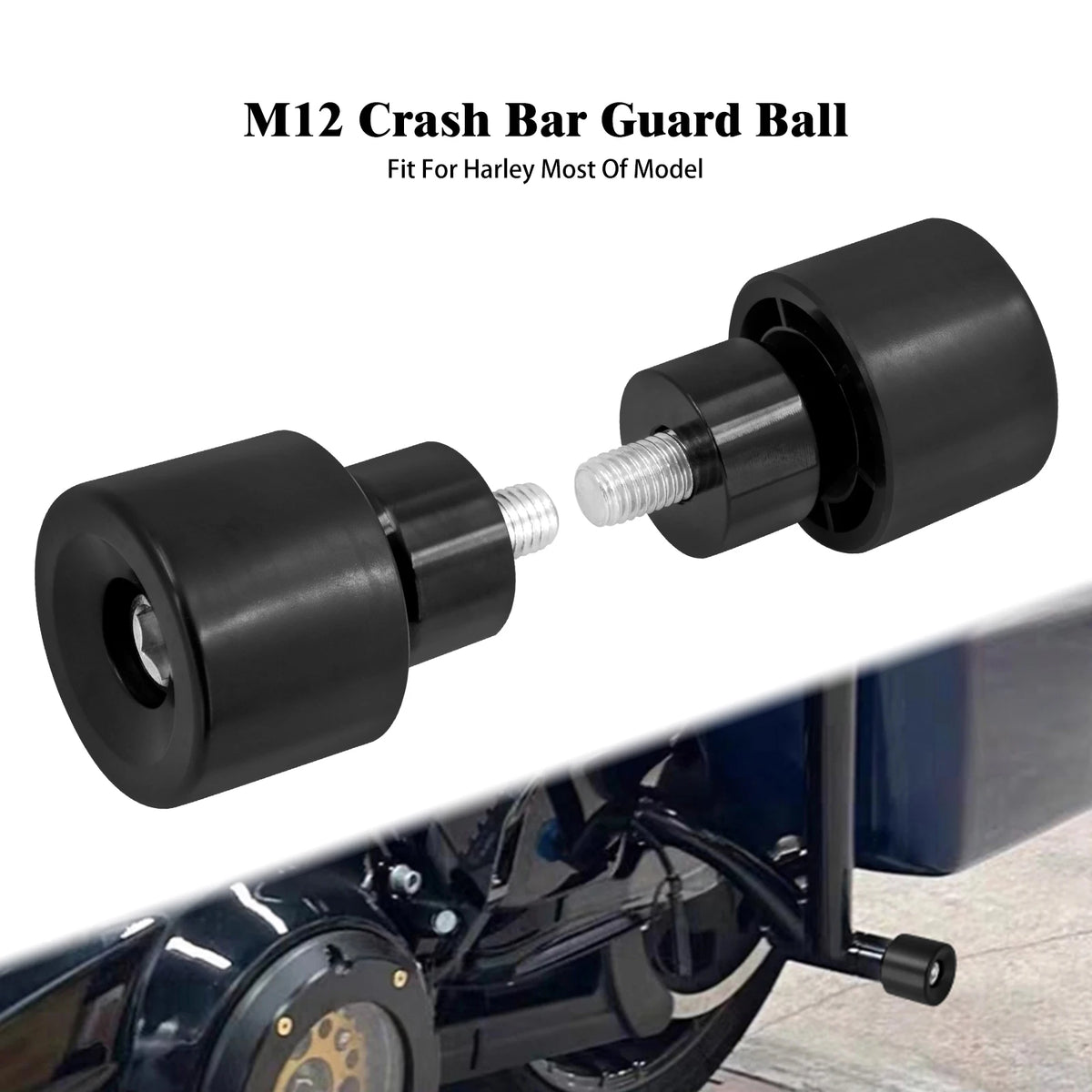 Paire de billes de protection noires pour pare-carter de moto Harley-Davidson - vue 9