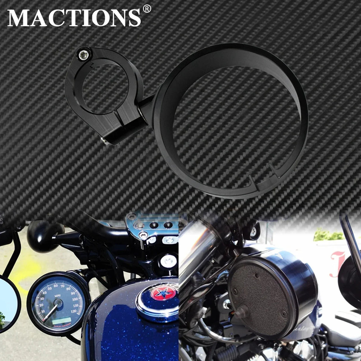Support de Déport de Compteur CNC 39mm - Harley-Davidson Sportster XL 48, 1993-2019, Dyna 1993-2005 – photo 1/7