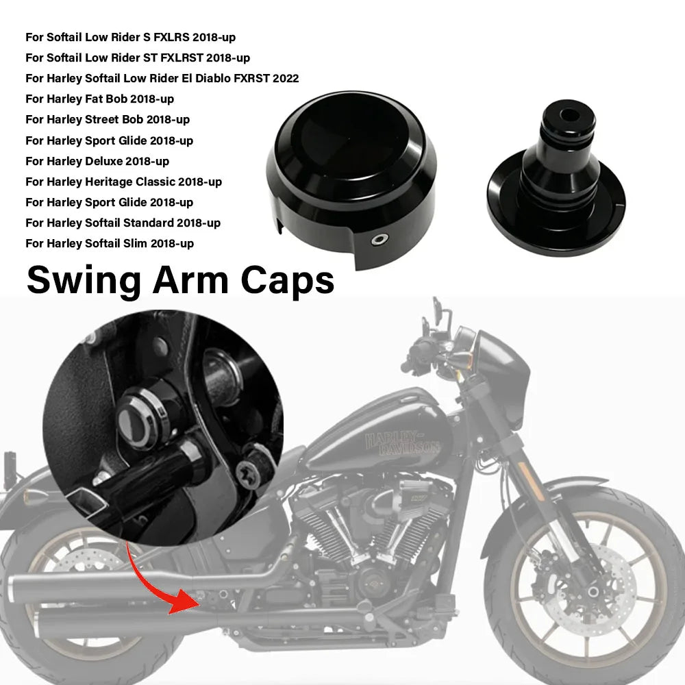 Caches d'essieu arrière CNC noirs - Harley-Davidson Softail 2018-2026 – photo 2/6