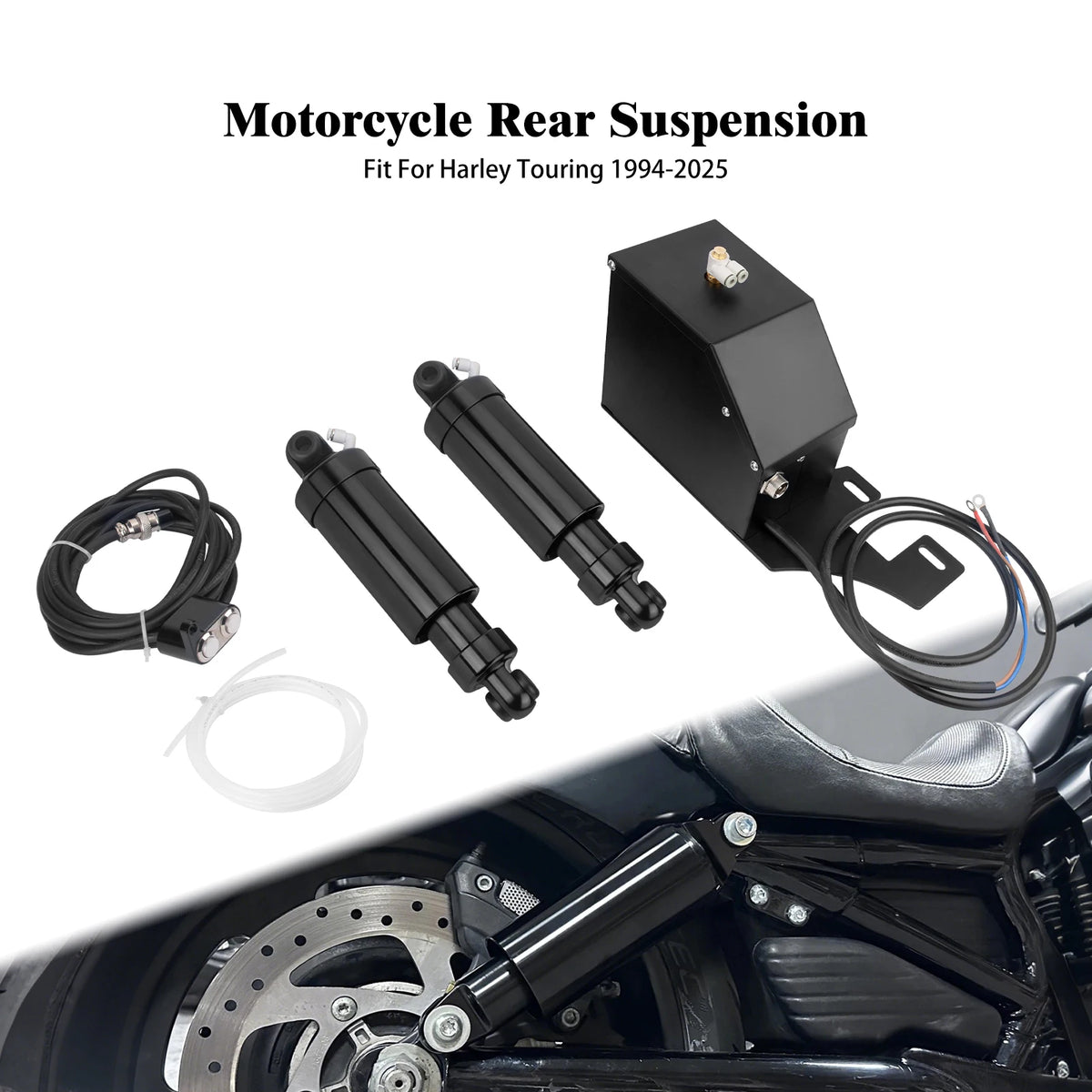 Kit Suspension Pneumatique Arrière Réglable Noir - Harley-Davidson Touring 1994-2022 – photo 1/6