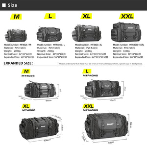 Sac de selle arrière moto Rhinowalk noir, fermetures zippées latérales - vue 4