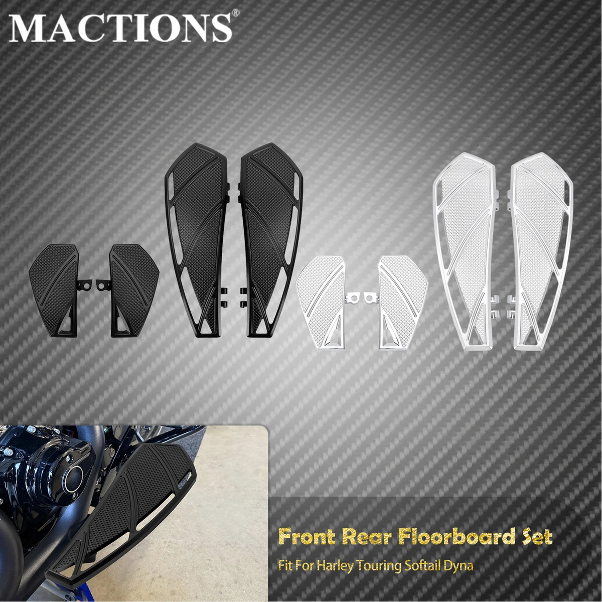 Repose-Pieds Avant/Arrière CNC (Floorboards) - Harley-Davidson Softail, Touring & Dyna – photo 1/8