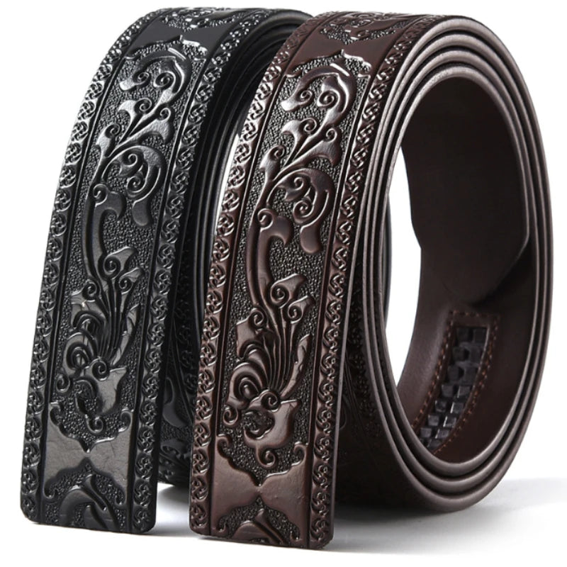 Ceinture en cuir noir à boucle automatique - vue 1