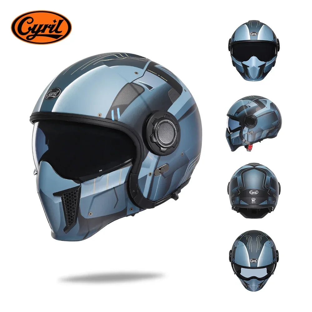 Casque moto modulable rétro, vue de trois quarts - vue 24