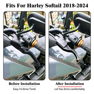 Leviers de frein et d'embrayage 3 doigts CNC pour Harley-Davidson Softail Low Rider, Street Bob, Breakout, Fat Boy, Slim 2018-2024 – photo 2/8