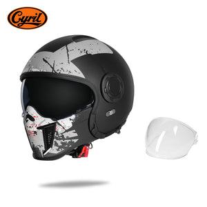 Casque moto modulable rétro, mentonnière relevée - vue 24