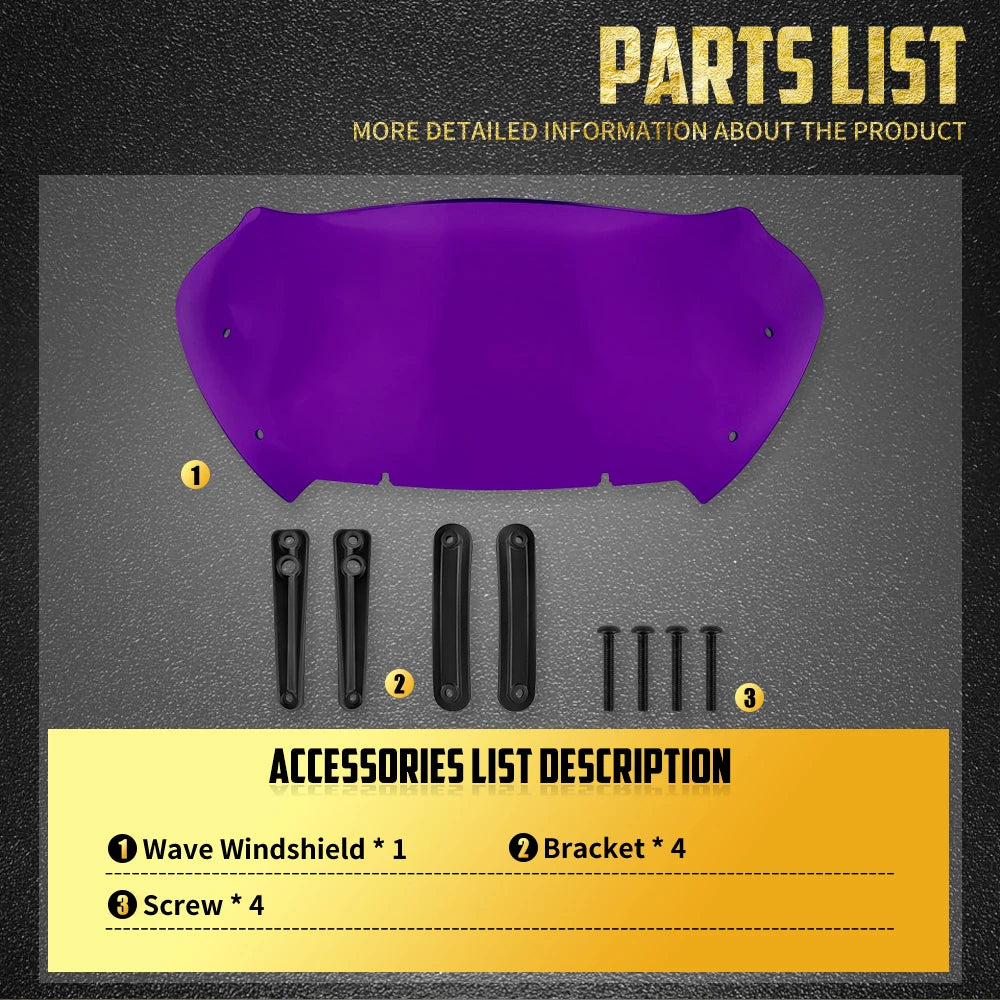 Déflecteur de Vent Vague 10" pour Pare-Brise - Harley-Davidson Touring Road Glide 2023-2026 – photo 6/11