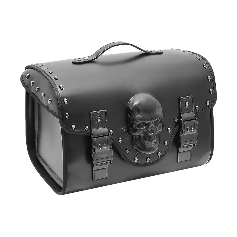 Sac Arrière de Moto 32L en Cuir PU Noir Design Tête de Mort 3D - Universel - vue 2