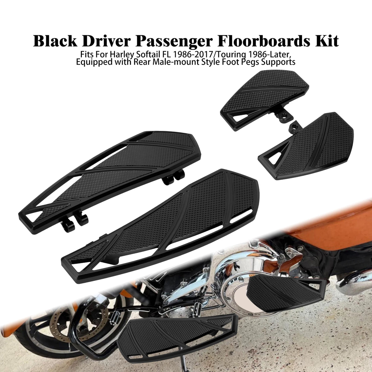 Plancher et repose-pieds en aluminium noir pour moto Harley-Davidson - vue 7