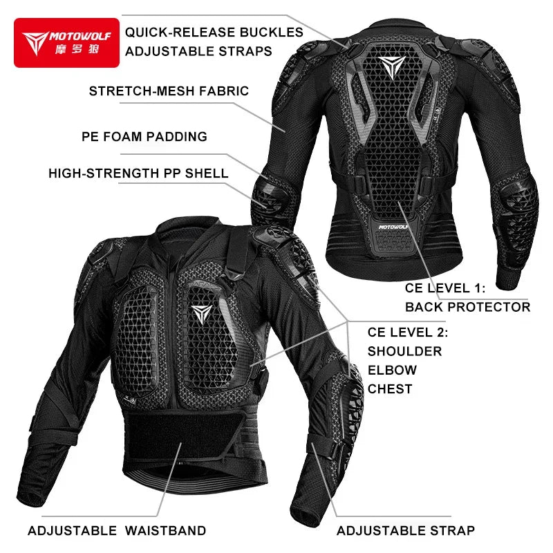 Blouson moto avec protections intégrales - vue - vue 3