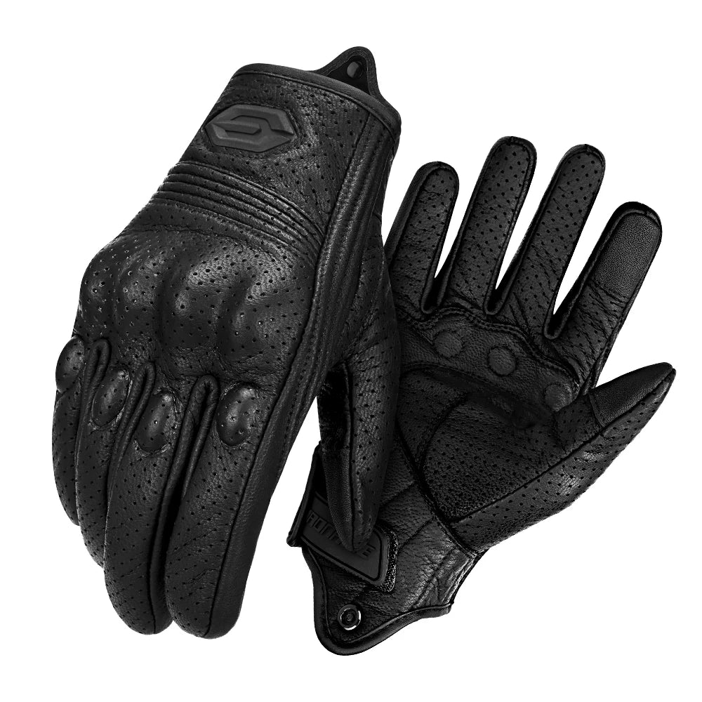 Gants moto en cuir noir, vue de dessus - vue 11
