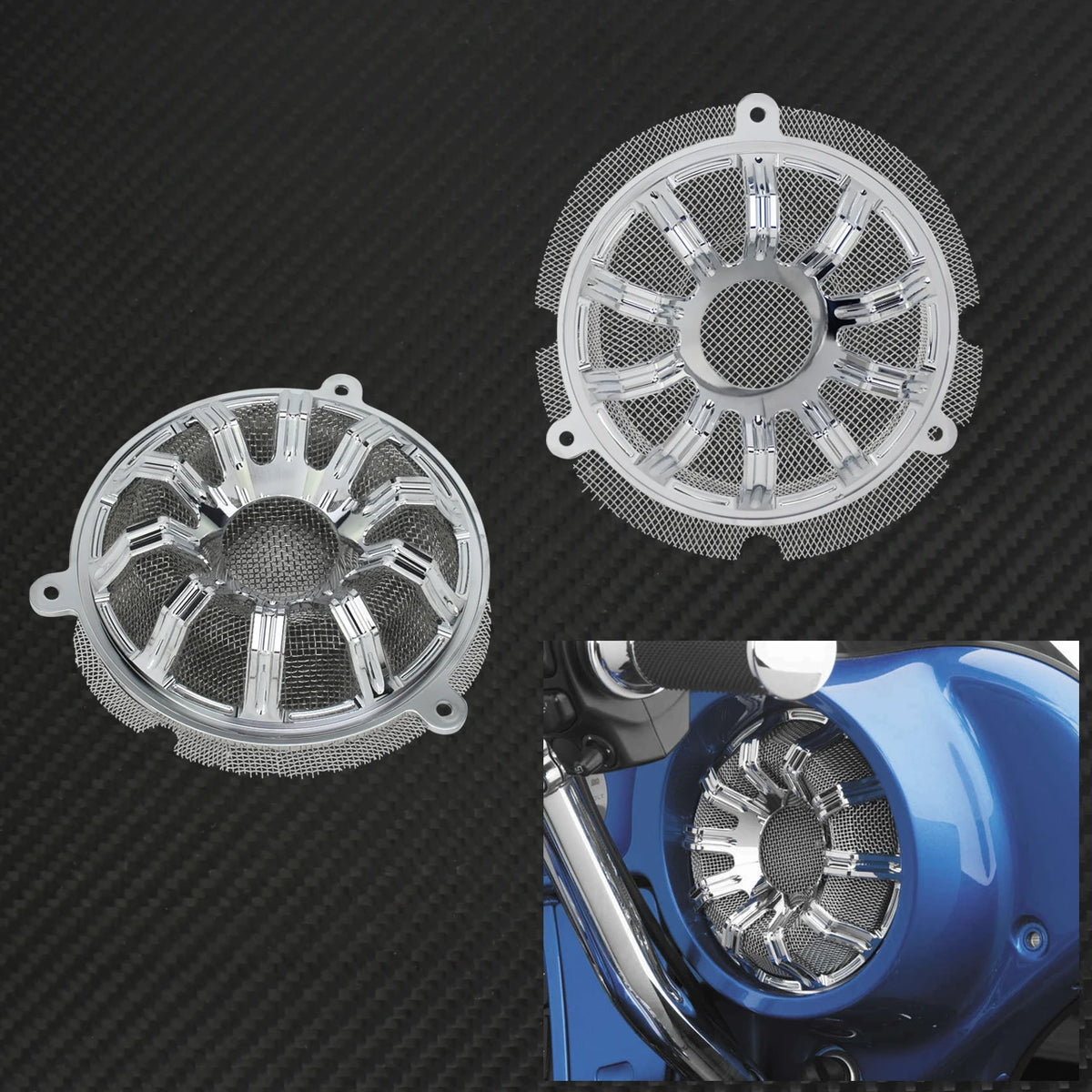 Grilles de haut-parleurs avant 6'' en aluminium (lot de 2) - Harley Touring Electra Glide, Street Glide, Tri Glide 2014-2023 – photo 8/12