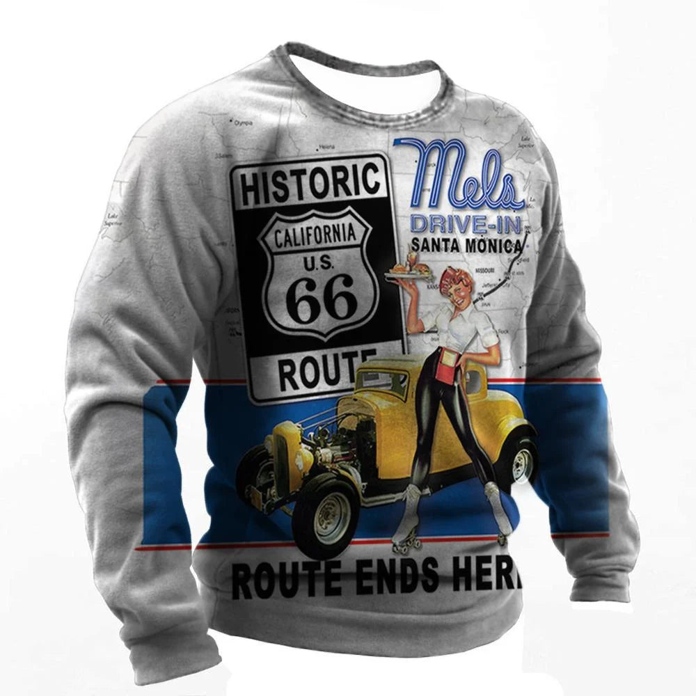 T-shirt Manches Longues Homme Imprimé Route 66 Biker - vue 5