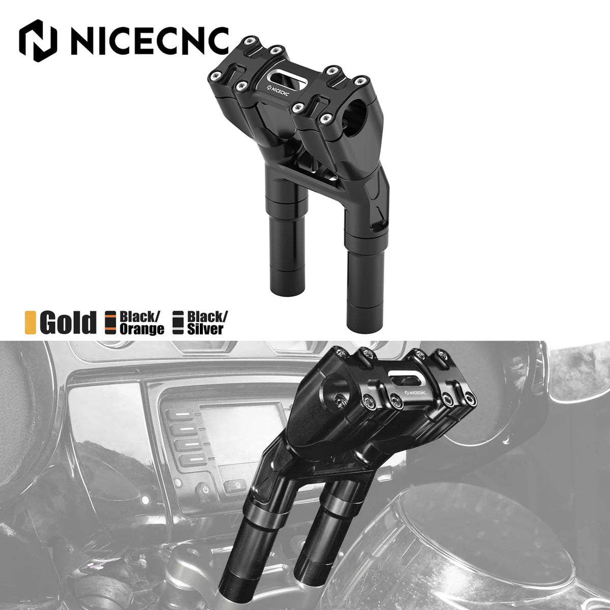 Rehausseur de Guidon Kickback pour Guidon 1-1/8" - Harley Street Glide, Road King, Electra Glide, Tri Glide – photo 1/9