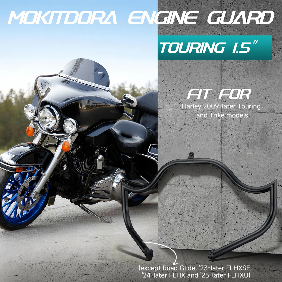 Barre de Protection Moteur "Meathook/Mustache" 1.5" - Harley-Davidson Touring 2009-Later – photo 2/11