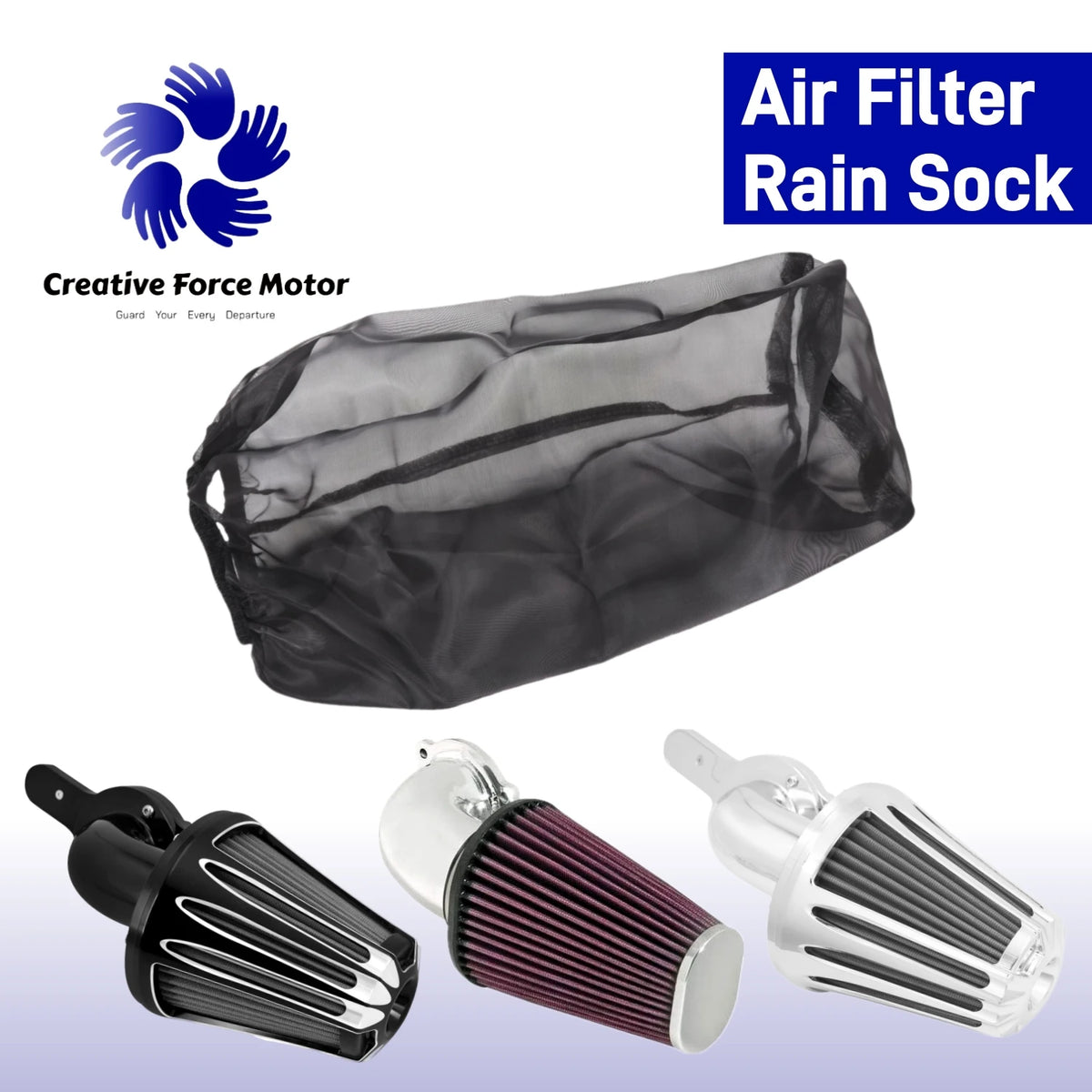 Chaussette de pluie noire pour filtre à air pour Harley Sportster Dyna Softail Road King - vue 1