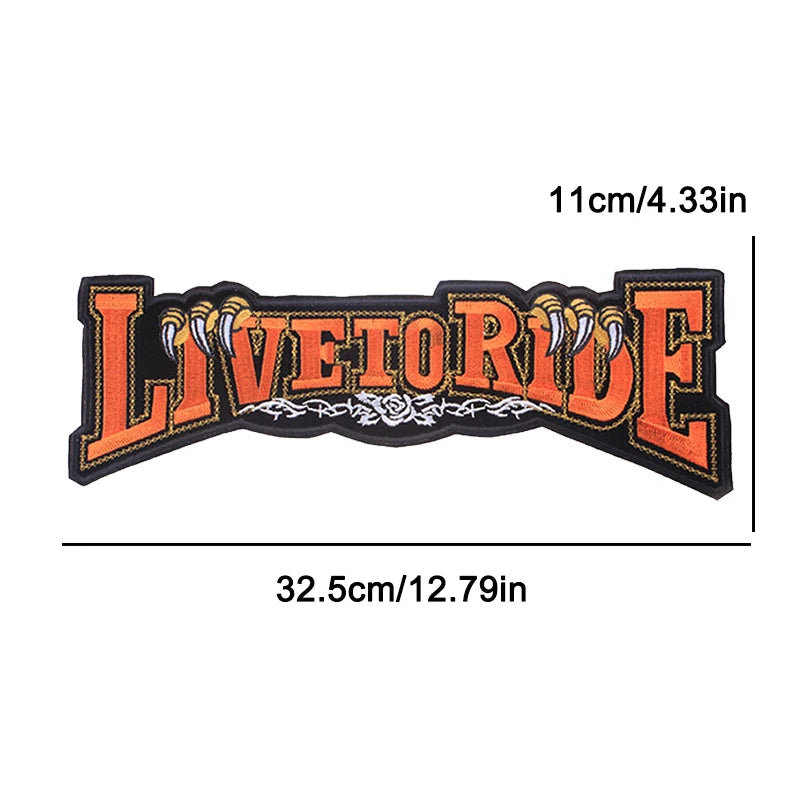 Grand écusson dorsal brodé Live To Ride style biker - vue 9