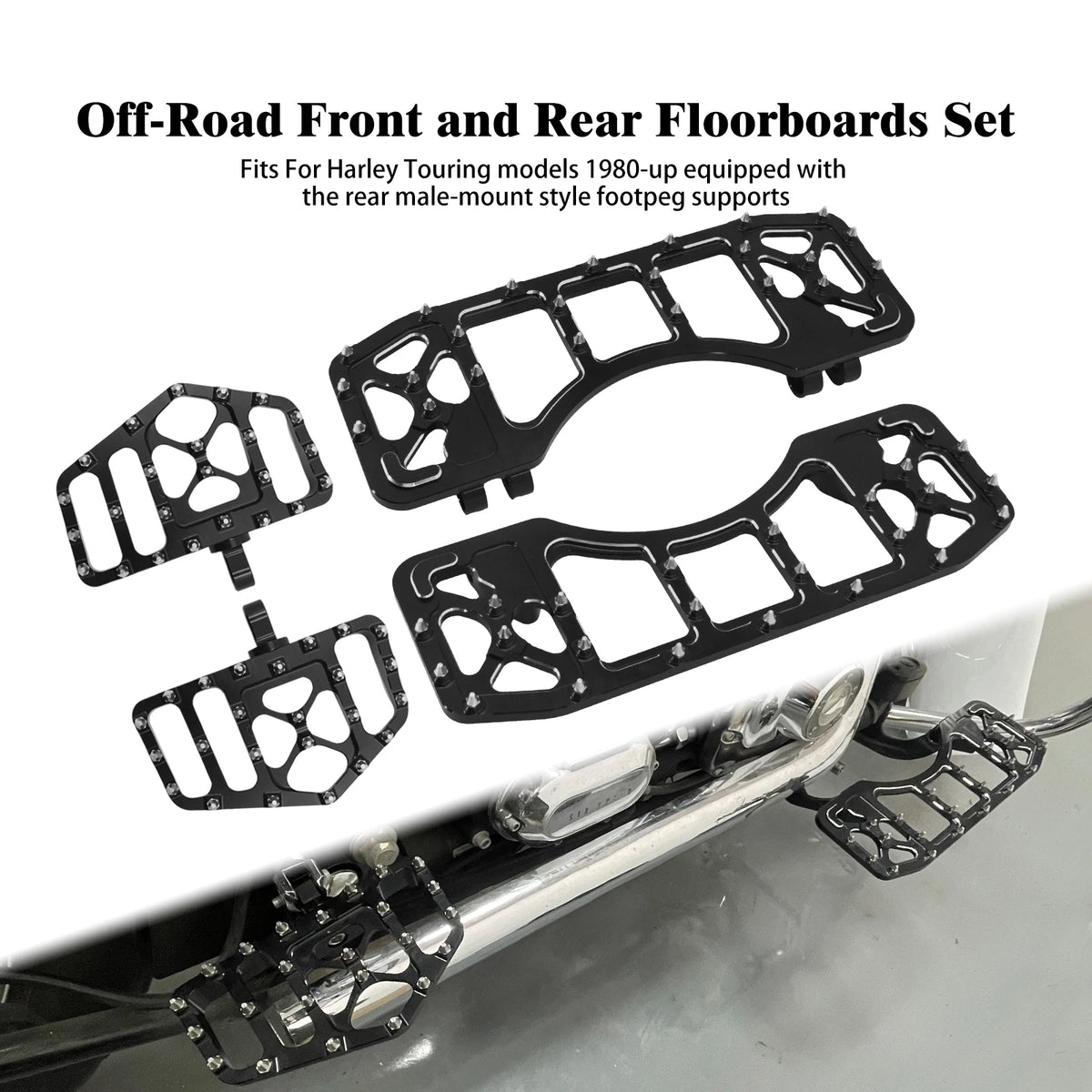 Repose-pieds larges en aluminium CNC pour moto Harley-Davidson - vue 1