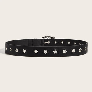 Ceinture noire cloutée motif étoiles style punk - vue 3