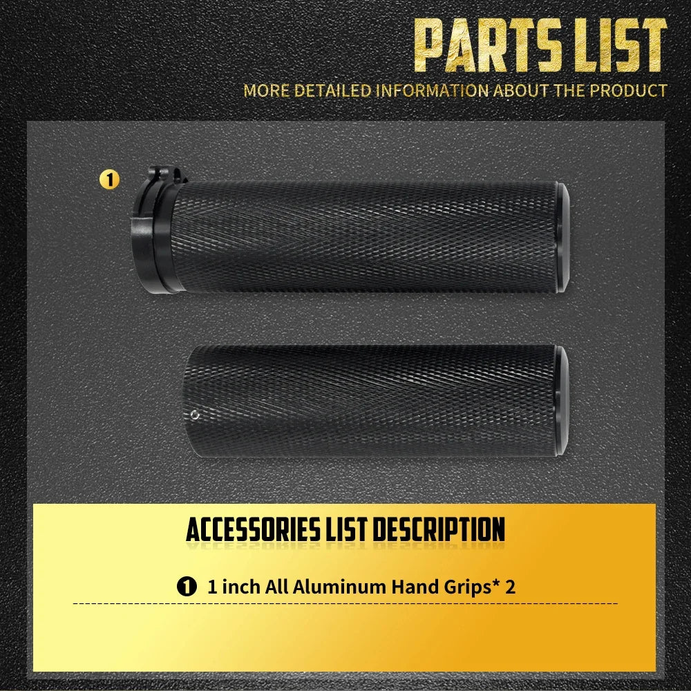 Poignées de Guidon 1 pouce Tout Aluminium CNC - Harley-Davidson Sportster, Touring, Dyna, Softail et V-Rod – photo 5/6