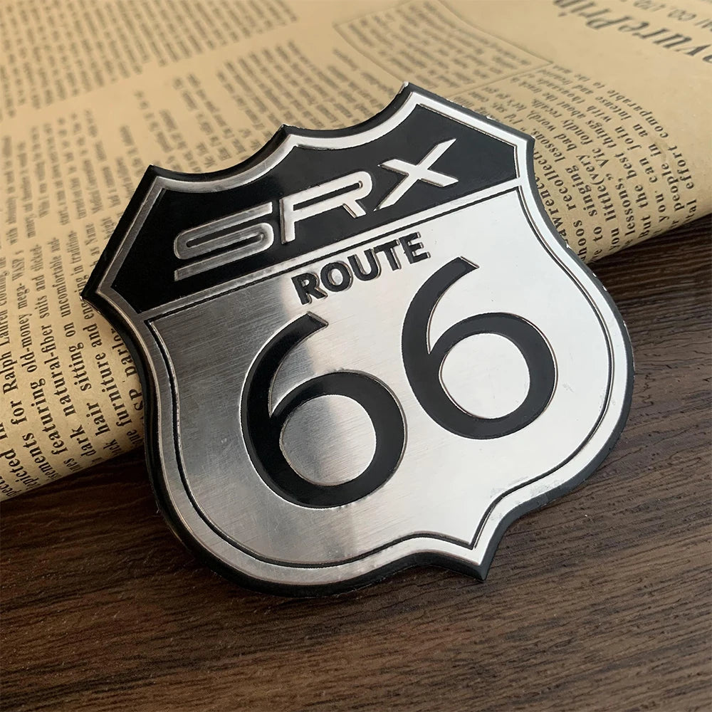 Emblème autocollant aluminium Route 66 sur carrosserie de moto - vue 9