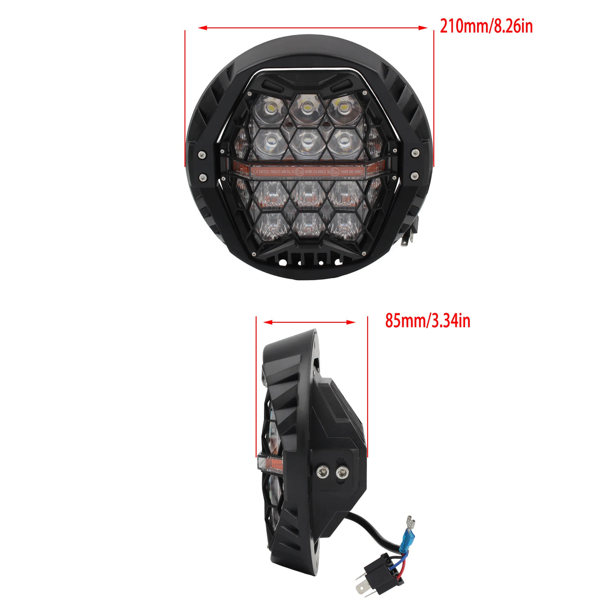 Phare LED rond noir 7 pouces monté sur une Harley-Davidson Dyna - vue 6
