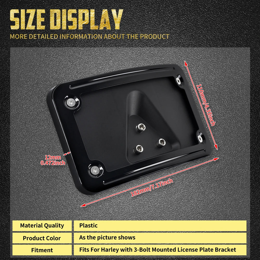 Support de Plaque d'Immatriculation Courbé 3 Trous - Harley-Davidson Dyna, Sportster et Softail – photo 6/8