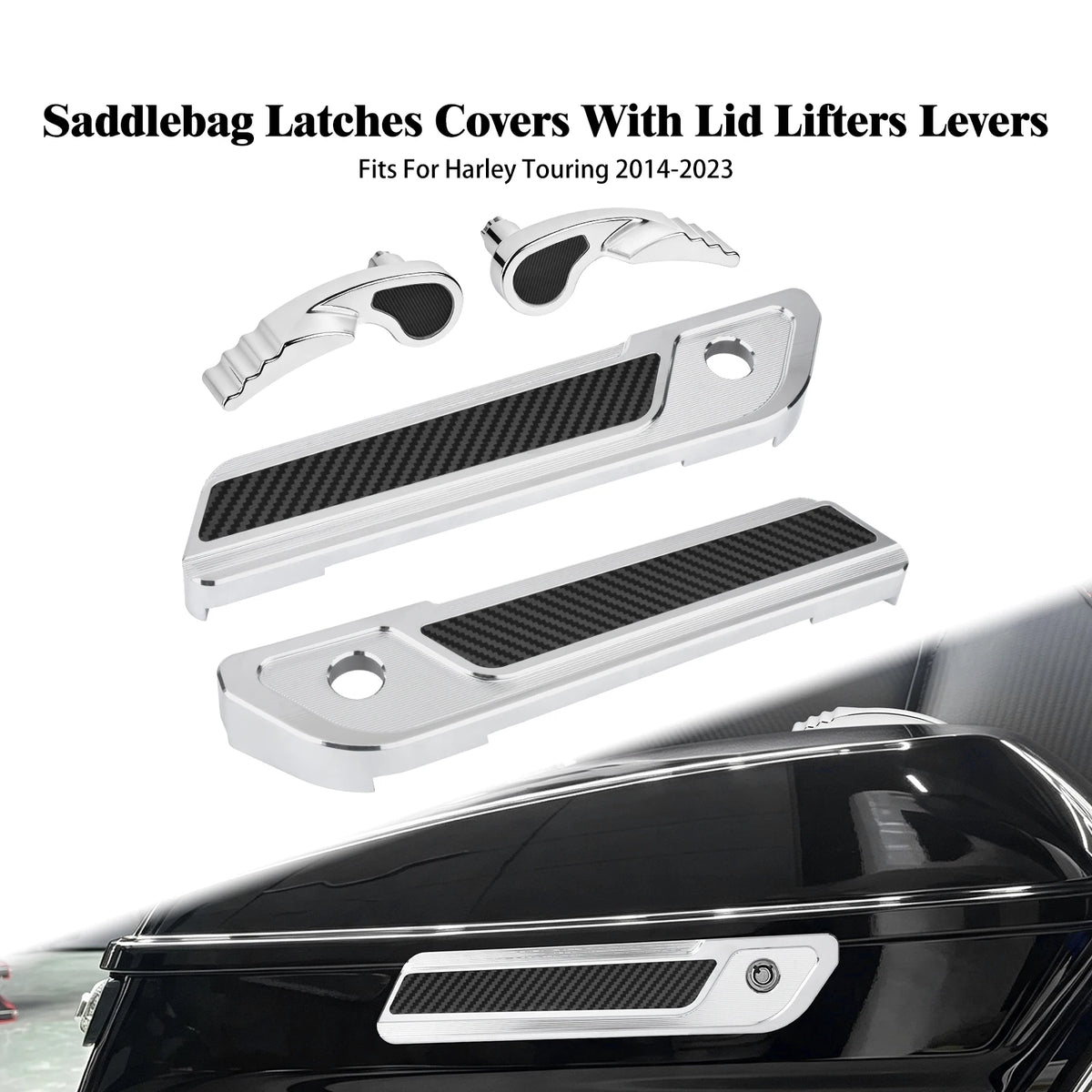 Cache de charnière de sacoche en aluminium noir pour Harley-Davidson Touring - vue 10