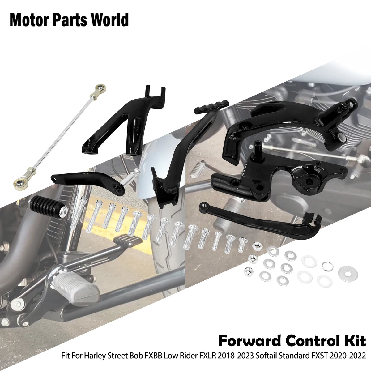 Kit commandes avancées avec repose-pieds et leviers pour Harley-Davidson Softail Street Bob FXBB, FXLR/FXLRS et FXST 2018 et plus – photo 1/7
