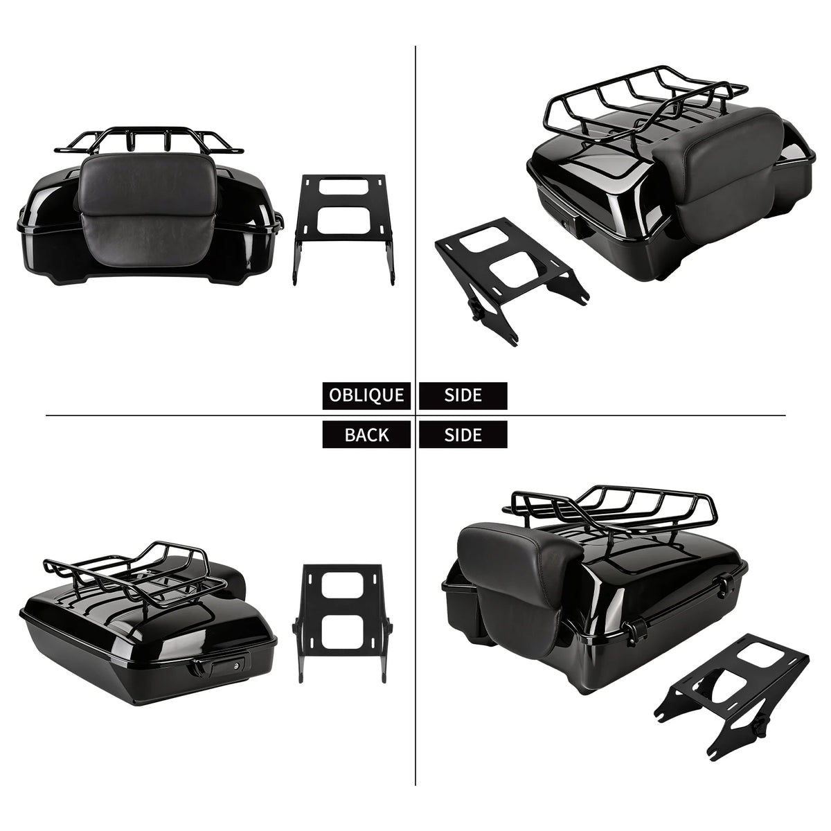 Valise de tourisme tronquée 27 cm avec dossier et porte-bagages pour Harley Touring - vue 3