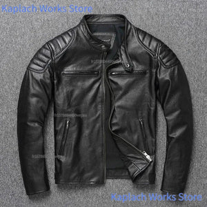Blouson en cuir col montant homme - vue de face - vue 5