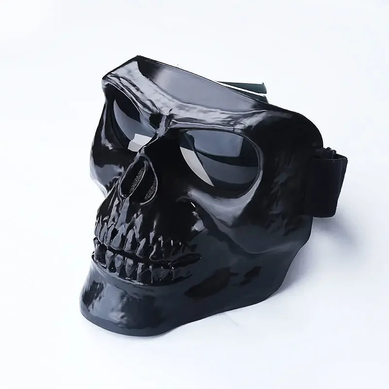 Masque décoratif tête de mort avec lunettes pour moto et déguisement - vue 4